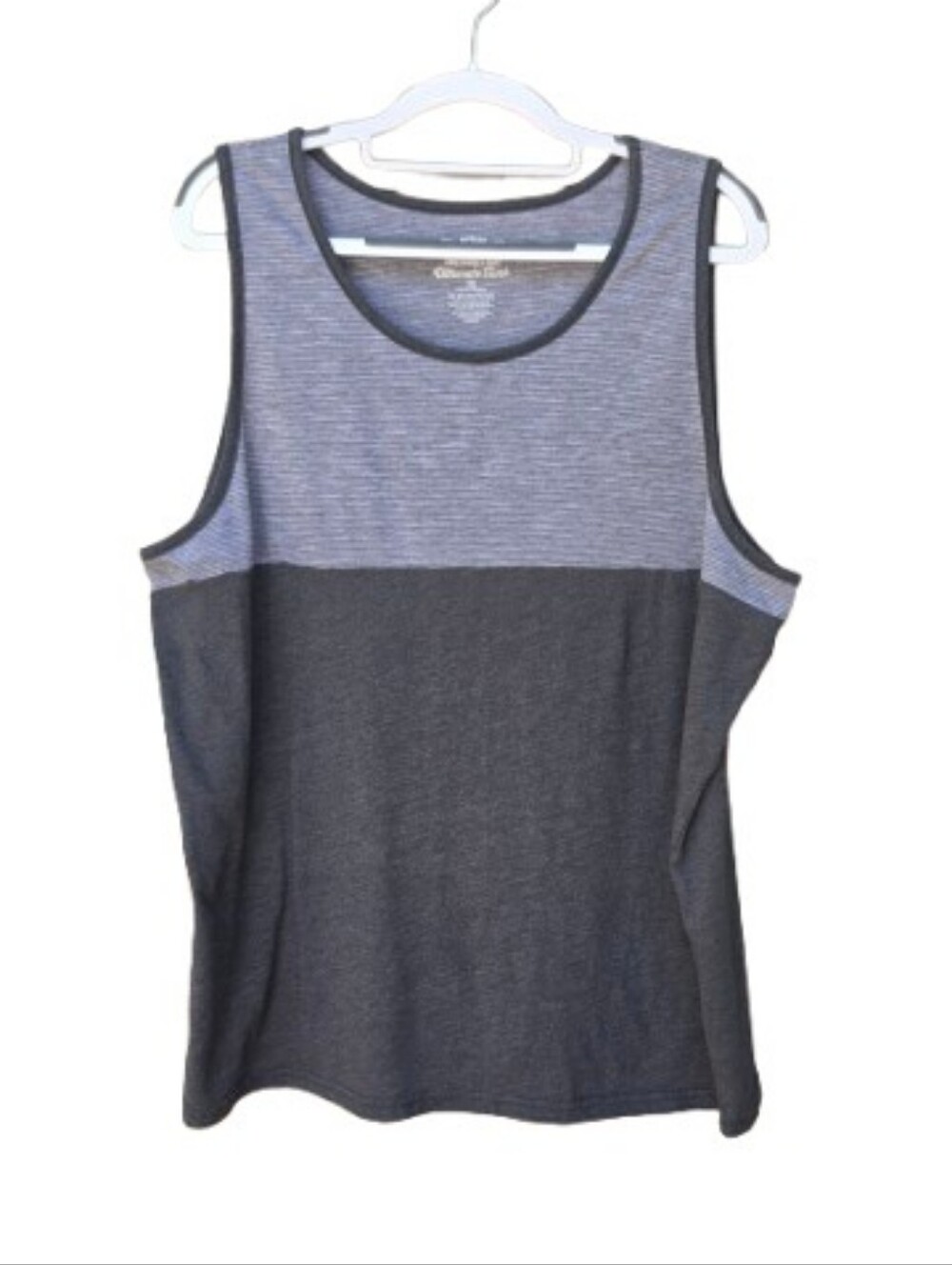 Urban Pipeline Plus Awesomely Soft Ultimate Tank Top Blocked Gray Striped Cotton